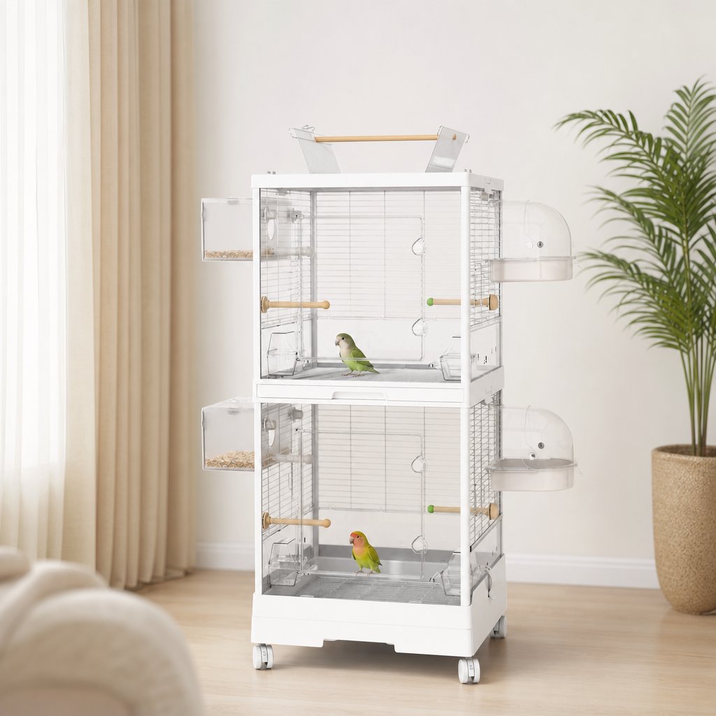 490 Transparent Door Splash Proof Double Layer Bird Cage view 5